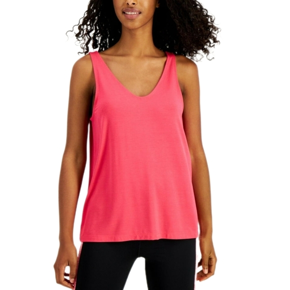 ldeology Women Sleeveless Rounded V-Neck Gym Tank Top Flamenco Pink XL - Picture 1 of 2